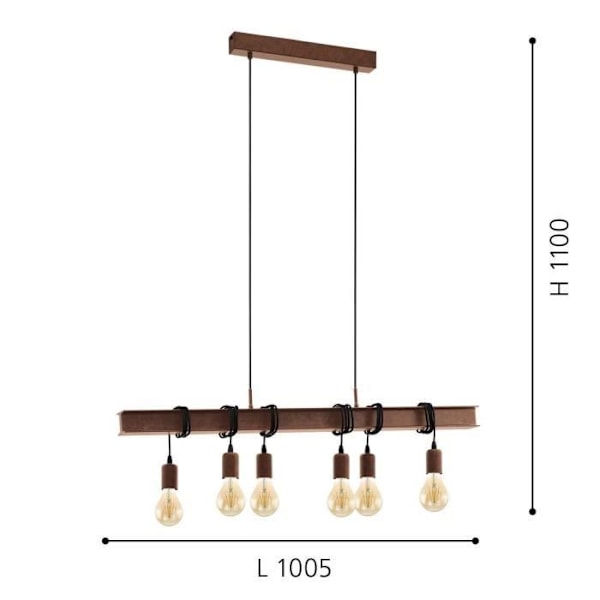 Eglo TOWNSHEND 4 60W Pendellampa i åldrad brunt stål