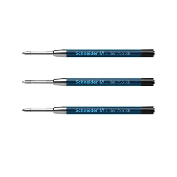 Set med 3 refills för kulspetspenna - Svart - Extra bred spets - Slider 755 XB - Schneider Svart