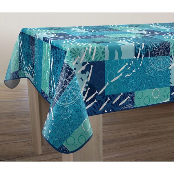 Nemo rektangulär fläckavvisande duk 150 x 200 cm - polyester blå/turkos Blå, Turkos, Vit