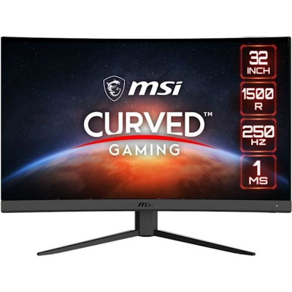 MSI G32C4XDE, 80 cm (31,5 tum) böjd, 250Hz, FreeSync, VA - DP, 2xHDMI Svart