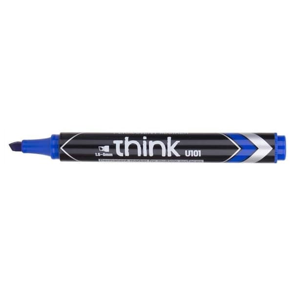 Permanent marker Think med sned spets 1,5-5mm blå snabb torkning med låg lukt Blå