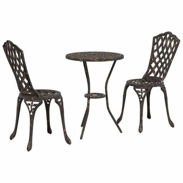 vidaXL Bistroset för trädgård 3 delar Brons Aluminium 42002390