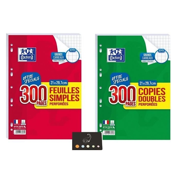 Parti om 300 enkelark + 300 dubbelkopior stora perforerade rutor A4 + 1 Blumie Adhesive Index
