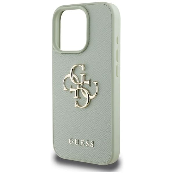 Coque Guess Hardcase Grained Big 4G Logo Small Classic Logo för iPhone 16 Pro Max - Grön Grön