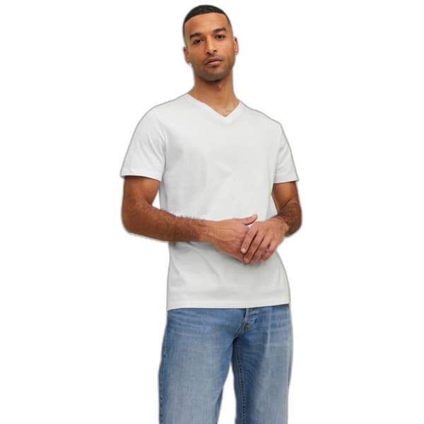 T-shirt med V-hals Jack & Jones Organic Basic - vit Vit S