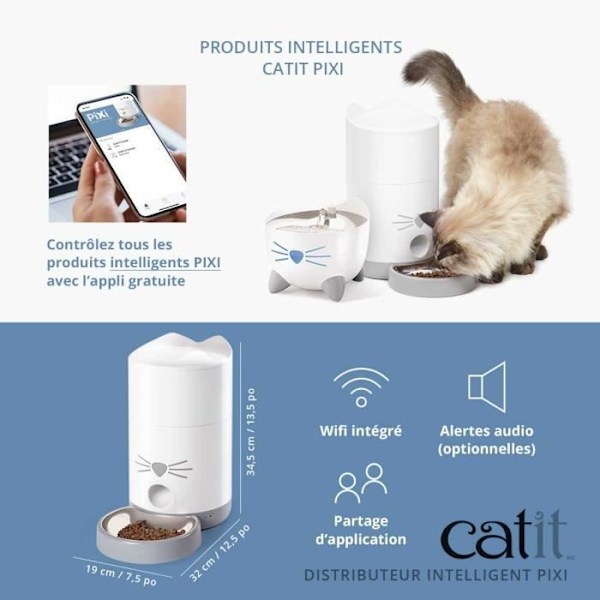 CATIT - PIXI Connected kibble dispenser för katter - 1,2 kg (styrs av en app)