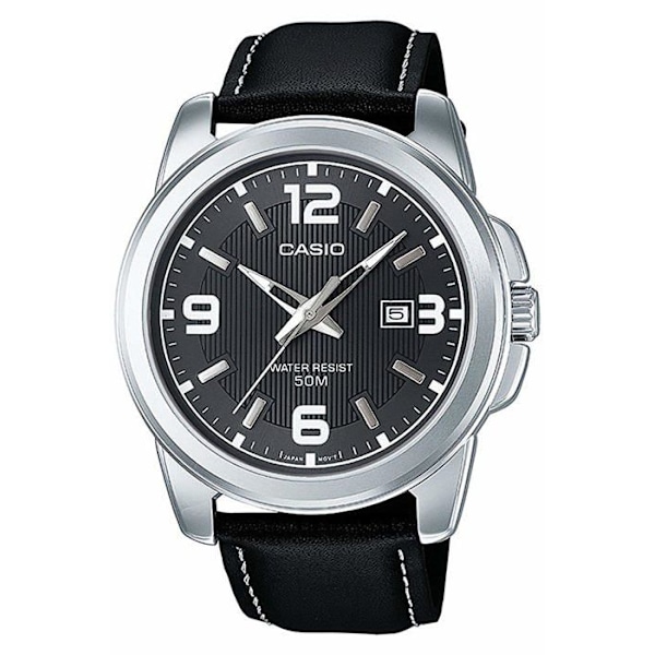 CASIO Collection MTP-1314PL-8AVEF herrklocka - Läderband - Svart urtavla - Quartz urverk - Analog display Pengar