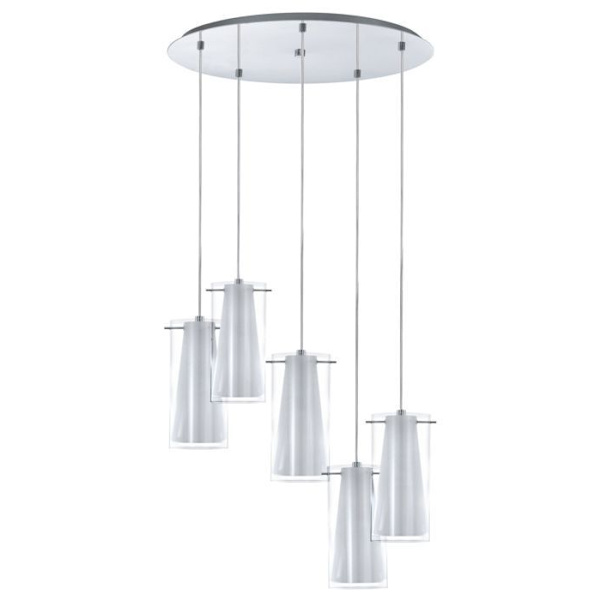 PINTO E27 5X40W pendellampa i kromstål D500mm krom
