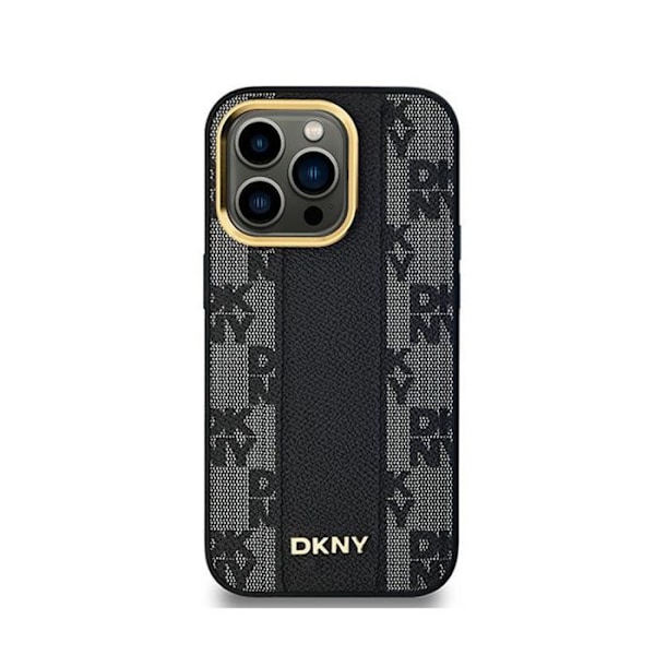 DKNY Cuir à damier Mono Pattern MagSafe - Fodral för iPhone 13 Pro Max (Svart)