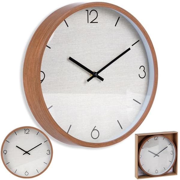 Modern väggklocka vit och beige 30 cm brun