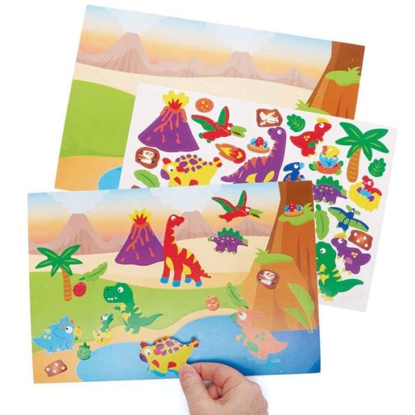 Baker ross scrapbooking-dekal - FC806 - Scener med klistermärken med dinosauriemönster - Set om 5, klistermärken för barn ()