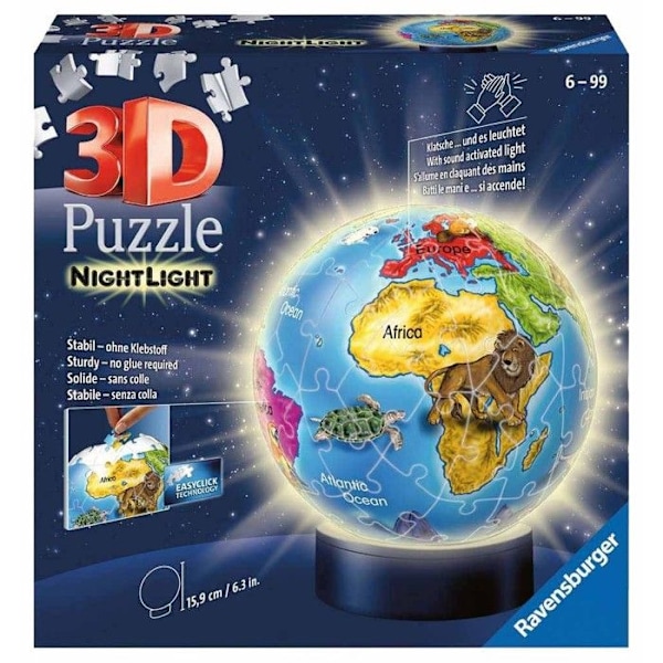 3D Luminous Globe Puzzle - Ravensburger - Resor och kartor - Mindre än 100 bitar - Blandat Blå