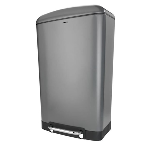 WENKO Bin 30L Studio, kökspedalsoptunna med "Easy Close" fallbroms, Stål - Plast, 34x61x32,5 cm, grå - svart