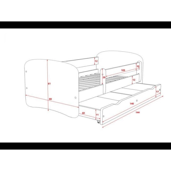 Kocot Kids Cot Babydreams grön utan mönster med madrasslåda 180/80 - 5903282000698