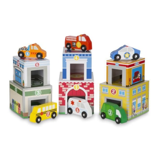 Melissa & Doug Häckar och sorterar byggnader och fordon, trä, flerfärgad, bil, 3 år, 6 år, pojke-tjej Flerfärgad