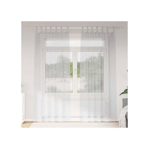 Gardiner i voile - vidaXL - Ljusgrå - 225x140 cm - Polyester - Set om 2 - Utvändig montering Ljusgrått