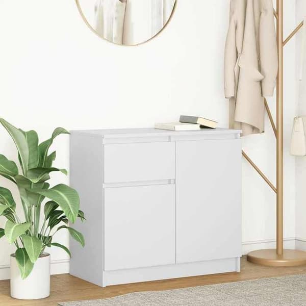 vidaXL Buffé med låda vit 71x35x65 cm ingenjörsträ, förvaringsmöbel, buffé, hallmöbel, buffémöbel 861598