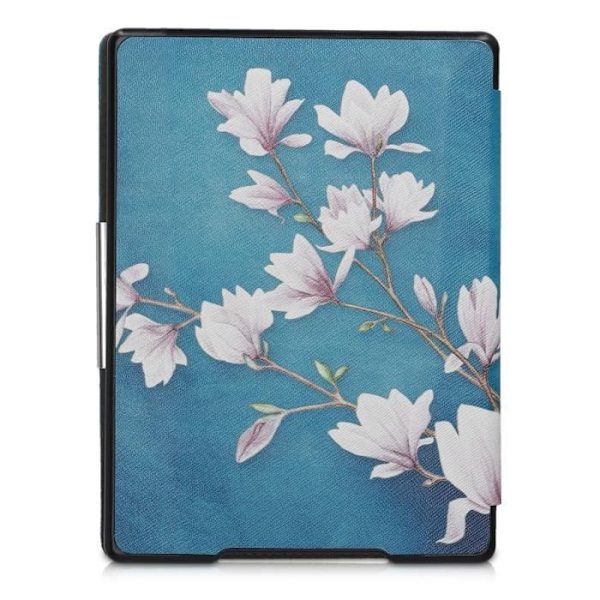 kwmobile eReader-fodral kompatibel med Kobo Aura H2O Edition 1 - fodral med magnetisk flik i konstläder - magnolior taupe-vit-