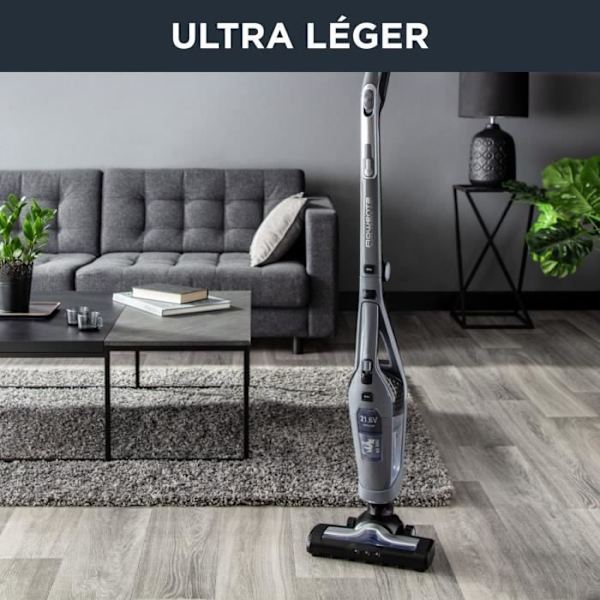 ROWENTA 2in1 sladdlös stickdammsugare, integrerad handdammsugare, autonomi upp till 75 min, lätt, LED-sughuvud RH6756WO Grå