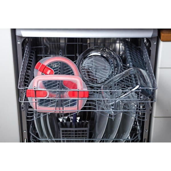 PYREX Runt fat 14 cm + Cook & Heat lock Röd