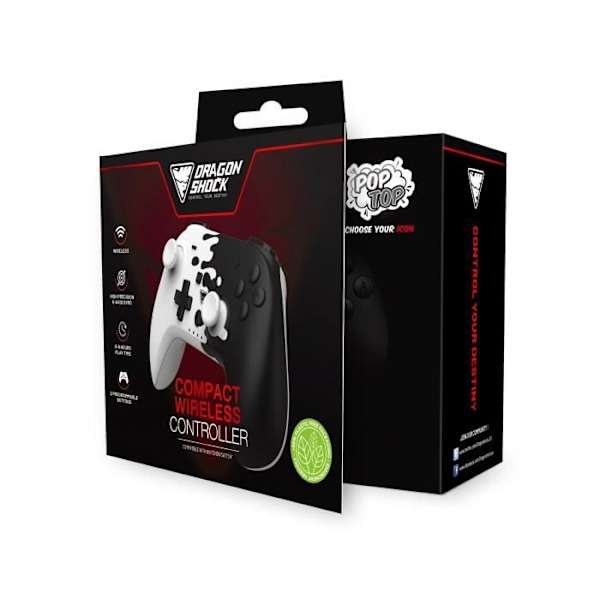 Spelkonsol - DRAGONWAR - PopTop Handkontroll - Trådlös Bluetooth - Vibration - Kompatibel med Nintendo Switch svart_färg, vit_färg