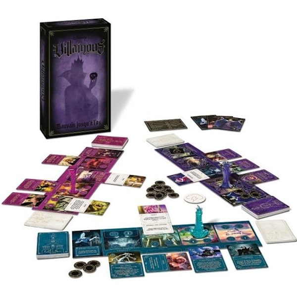 Disney Villainous Extension 1 - Bad to the Bone - 2 till 3 spelare - Fransk version - Spelbar med eller utan basspelet Grön