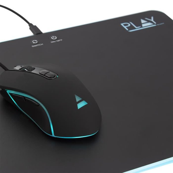 Ewent PL3341 Gaming Mouse Pad - Svart - USB-driven - Halkfri bas - RGB-ljuseffekter