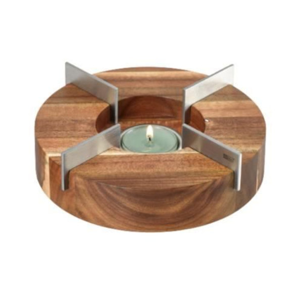 Adhoc rechaud Tuto tekanna 16 x 5,5 cm trä/RVS silver/brun