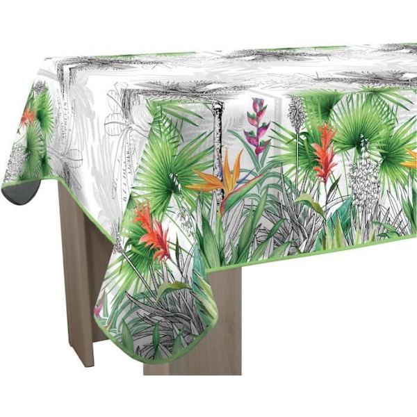 Fleur de paradis anti-stain duk - Rektangel 150 x 240 cm Svart, grön, rosa, orange, vit