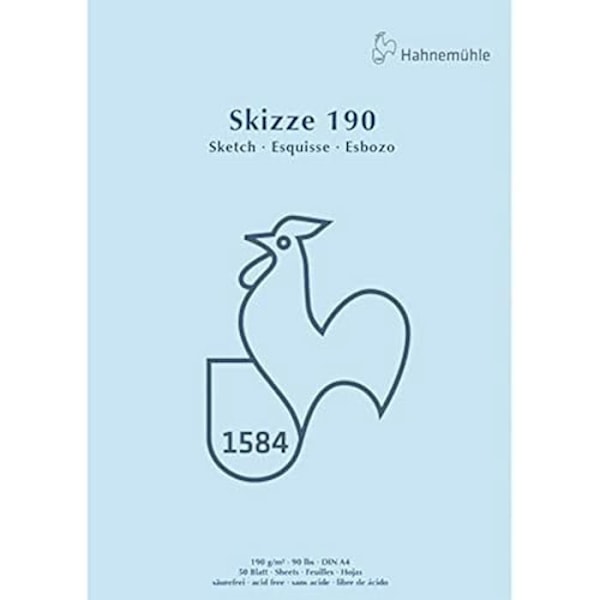 Skissblock A4 - HAHNEMÜHLE - 60127432 - 190 g/m² - 50 ark - Vit Vit.