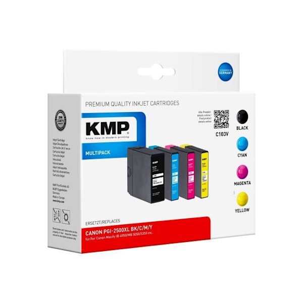 KMP MULTIPACK C103V 4-pack svart, gul, cyan, magenta tonerkassett (Alternativ för: Canon PGI-2500XL Y, Canon...