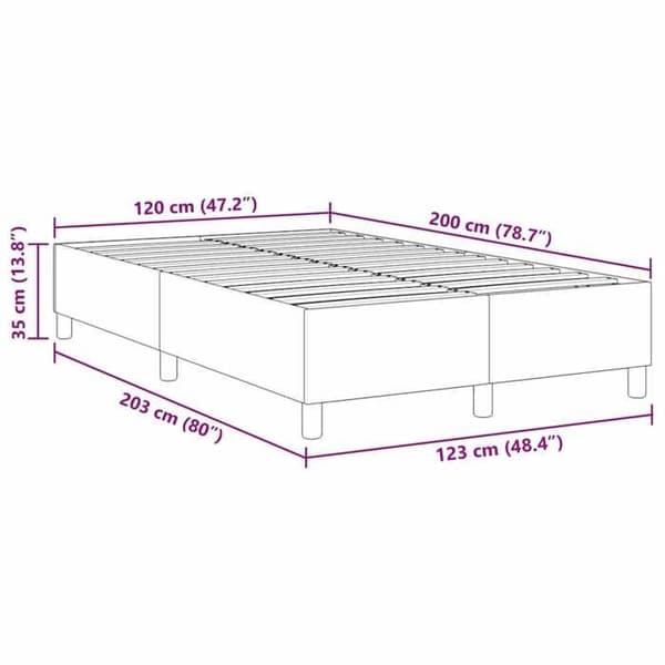 vidaXL Plattformssängram Ljusgrå 120 x 200 cm 3337402