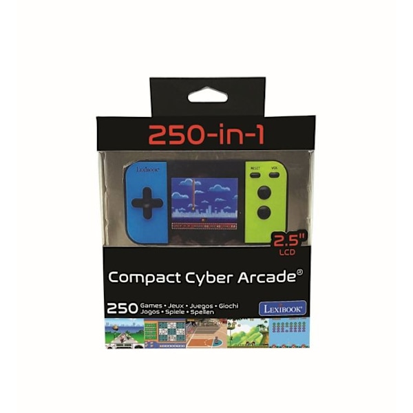 Kompakt Cyber Arcade® bärbar konsol - 2,5-tumsskärm 250 spel Svart