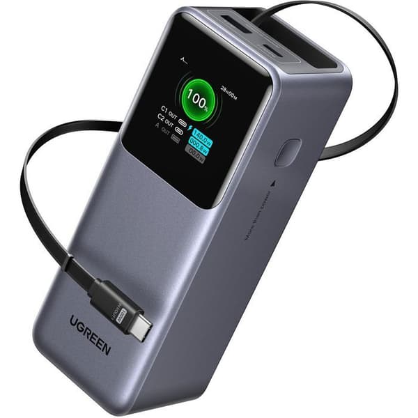 Extern batteri - UGREEN - 165W - USB-A och USB-C - Dragbar - Svart