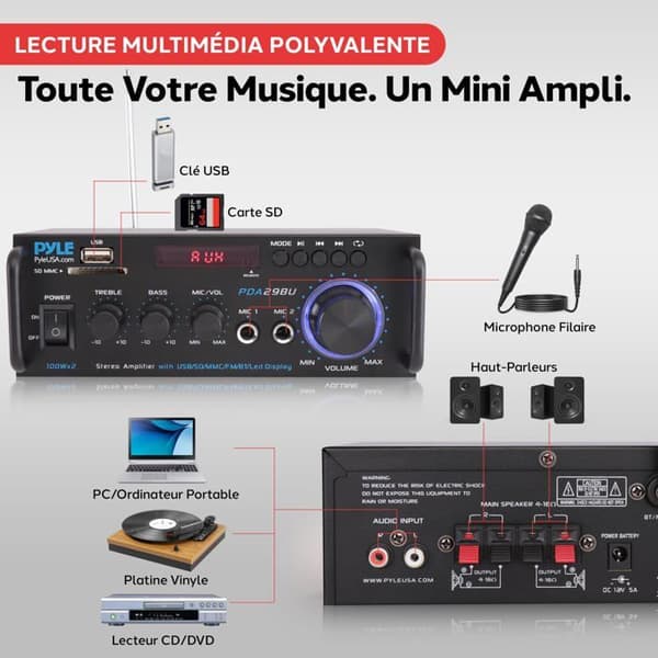 Pyle hifi-förstärkare - PDA29BUEU