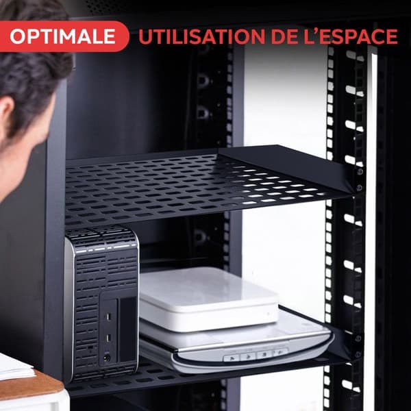 Pyle Hylla Rack Server 1U - Väggmontering eller Rack - Stöder upp till 50 kg - Hylla 43 x 25 cm - 10 Stycken