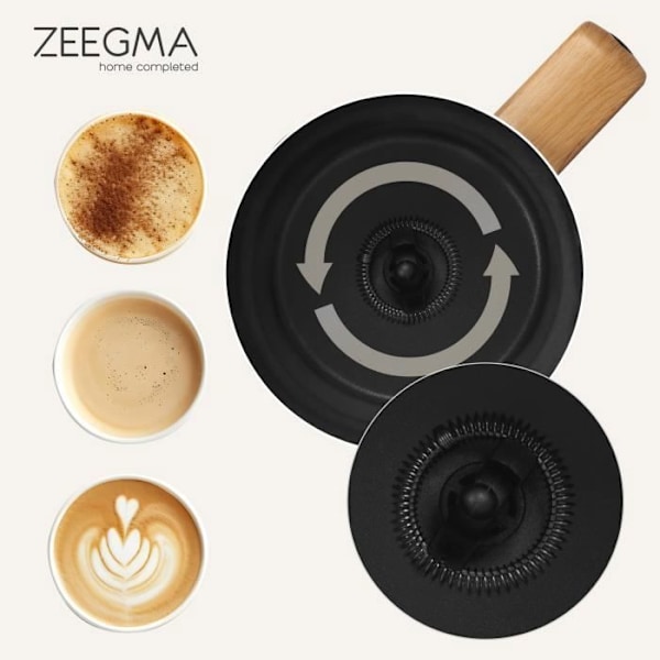 Mjölkskummare - ZEEGMA - Milkee - 4 lägen - 500 W - 240 ml - Vit/Trä Vitt trä
