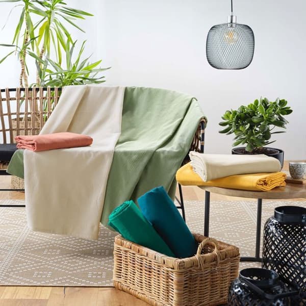 Pläd rullbar 180 x 220 cm – Polycotton – Lucile Sauge Grön
