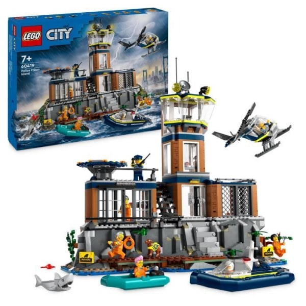 LEGO® 60419 City Djuphavspolisfängelse, leksak med helikopter och båt, 7 minifigurer och hundfigur