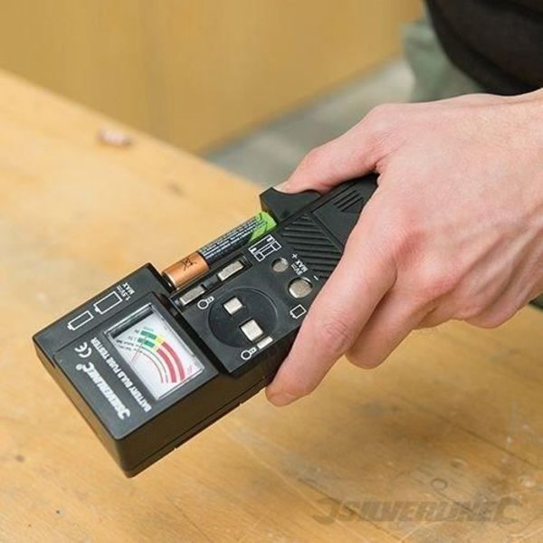 Batteri-, säkrings- och glödlampstestare - SILVERLINE - portabel - lätt att läsa Svart