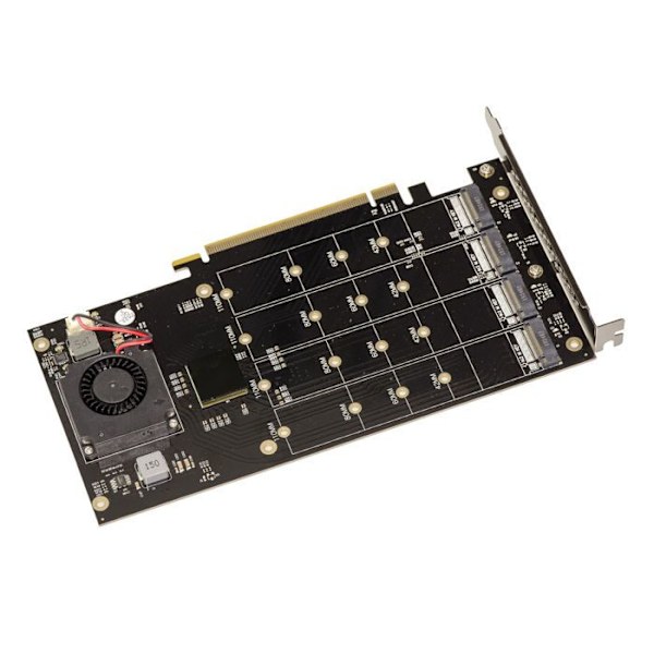 M2 PCIe x16 Controller Card för 4 M.2 NVMe M Key SSDs med PLX8747 Chipset - 128GB Max bandbredd 16000MB/s
