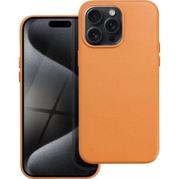 Oem FODRAL I LÄDER kompatibel med MagSafe för IPHONE 15 Pro Max orange