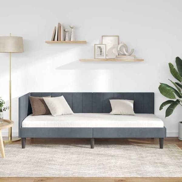 vidaXL Hörnsängram Mörkgrå 80 cm x 200 cm Sammet 42016329