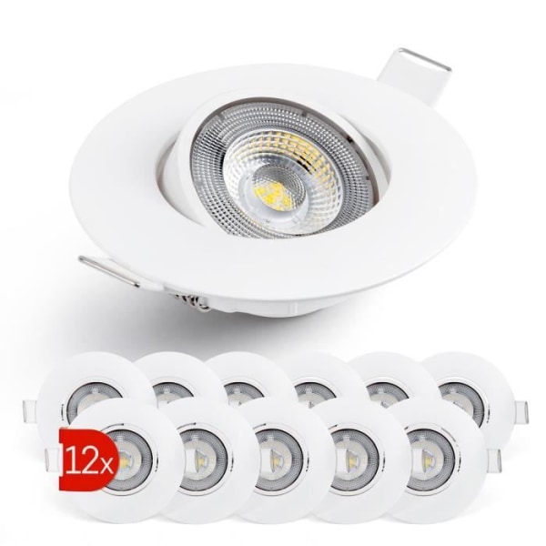 Emos Exklusiv LED-infälld spotlight - 50° justerbar taklampa för LED-lampor 12 runda LED-spotlights 5 W/450 Lumen [3000k]]