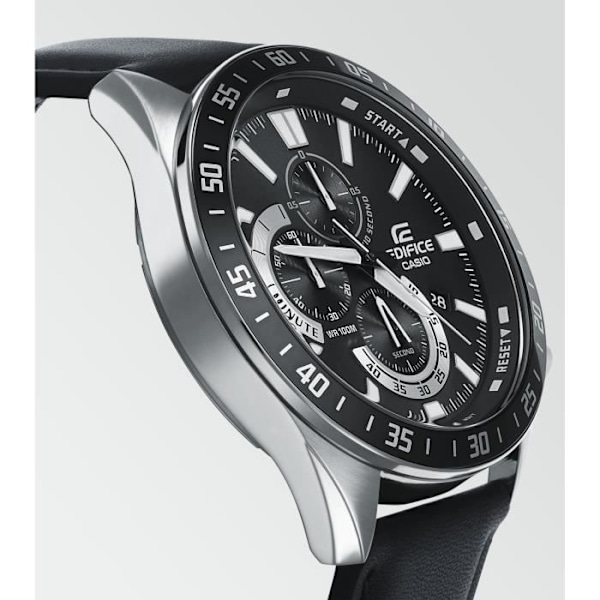 CASIO - Klocka i äkta läder - EDIFICE - Svart Svart
