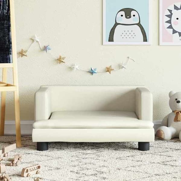 vidaXL Barnsoffa kräm 60x40x30 cm konstläder 3196325
