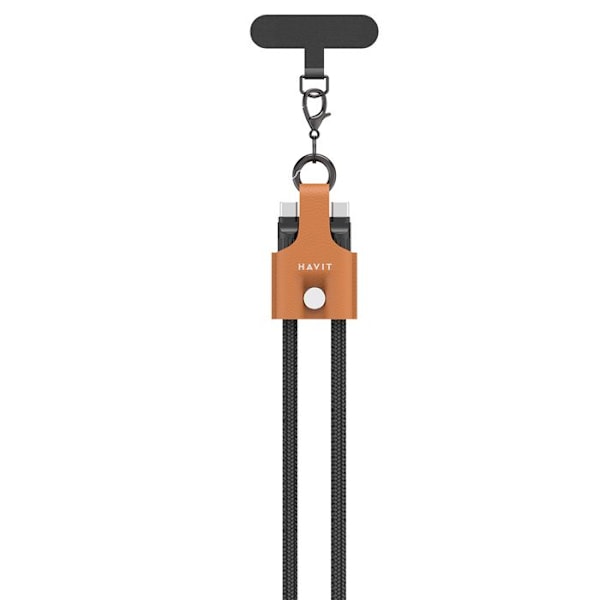 Datakabel Typ-C till Typ-C, snabbladdning, PD60W, 3,0A, 1,2m - Havit (CB6344) - Svart / Brunt