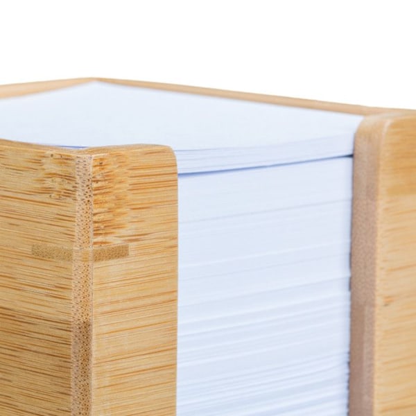 Relaxdays Bamboo Memo Cube Notepad 900 ark pappershållare HxBxD: 10,5 x 10,5 x 10,5 cm, Natural ljusbrun