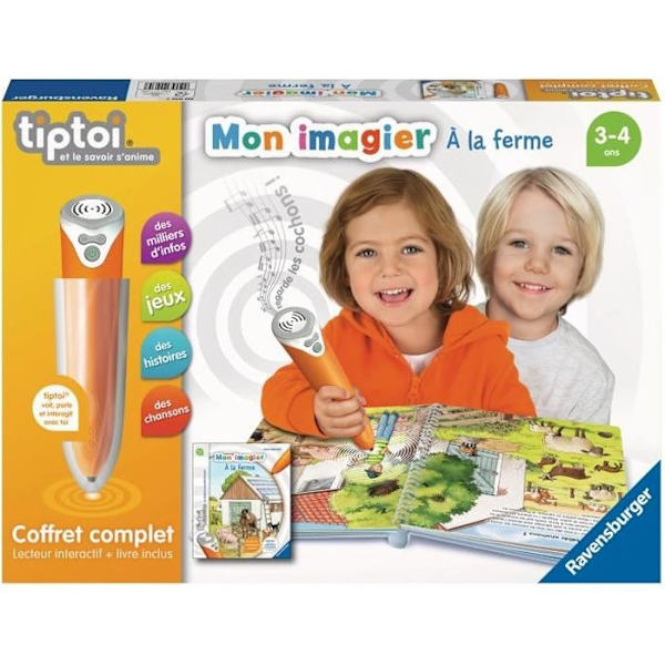 tiptoi® - Komplett interaktiv läsarbox + Bilderbok På gården - Ravensburger - Pedagogiskt elektroniskt spel - Från 3 år Flerfärgad