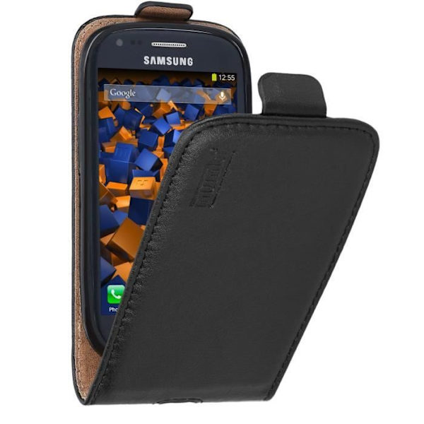 Mumbi Läder Flip Fodral till Samsung Galaxy S3 Mini Svart